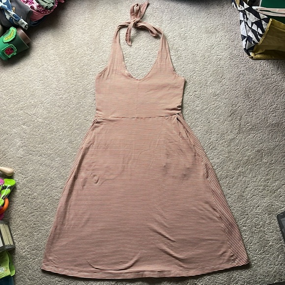 Pact Organic Cotton Shell Stripe Fit & Flare Halter Dress - S - Picture 5 of 12